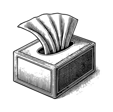 recommend clip art: tissue box engraving black and white outline