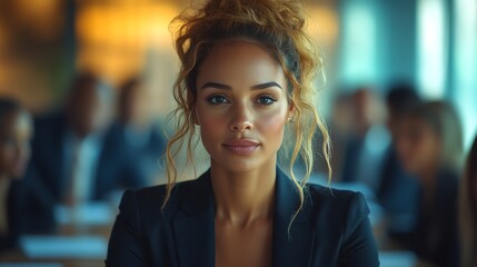 Obraz premium Confident Businesswoman in Modern Office Setting