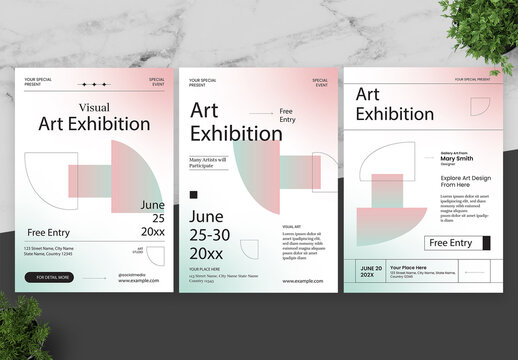 Green And Pink Exhibition Flyer
