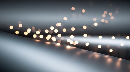 Abstract Blurred Background with Golden Bokeh Lights and Grey Surface