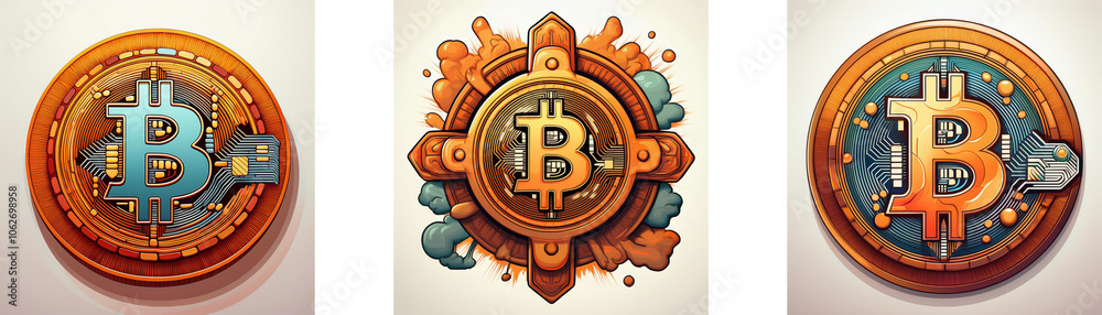 Poster Three circular designs feature a stylized 