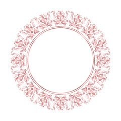 Damask Round Wreath circular round ornament rose gold floral Abstract pattern, Classic Victorian traditional style, illustration Vintage Design, Flower frames, Mandala, Antique, Moroccan frame