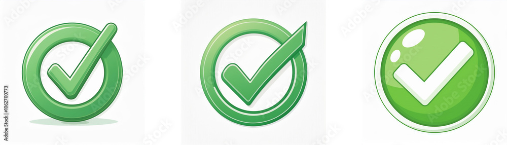 Poster Three green check marks in different styles.