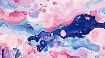 Abstract pink, blue, and white marbled background.