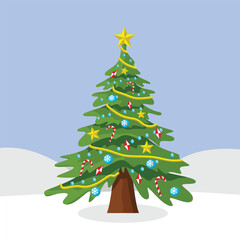 Christmas Tree Holiday Decoration Green Colorful Vector