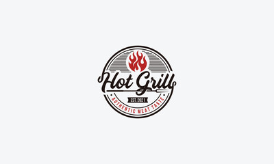 Hot grill logo design vector template