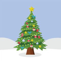 Christmas Tree Holiday Decoration Green Colorful Vector