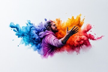 Watercolor painting of a person giving a heartfelt testimony, soft, flowing colors to capture the emotion and sincerity of their story