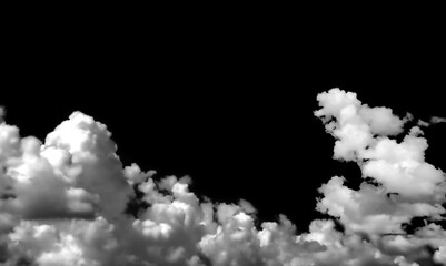 Large white clound isolated on black background. Large white clouds overlay, White clouds are at...
