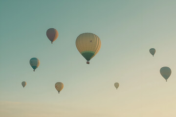 Fototapeta premium Hot air balloons hovering in the sky.