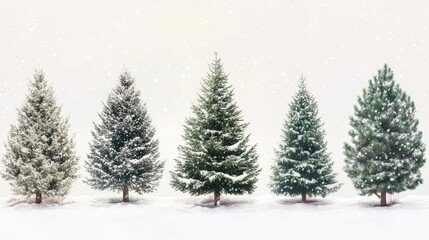 Obraz premium Collection of christmas Trees with Snow isolated on transparent or white background