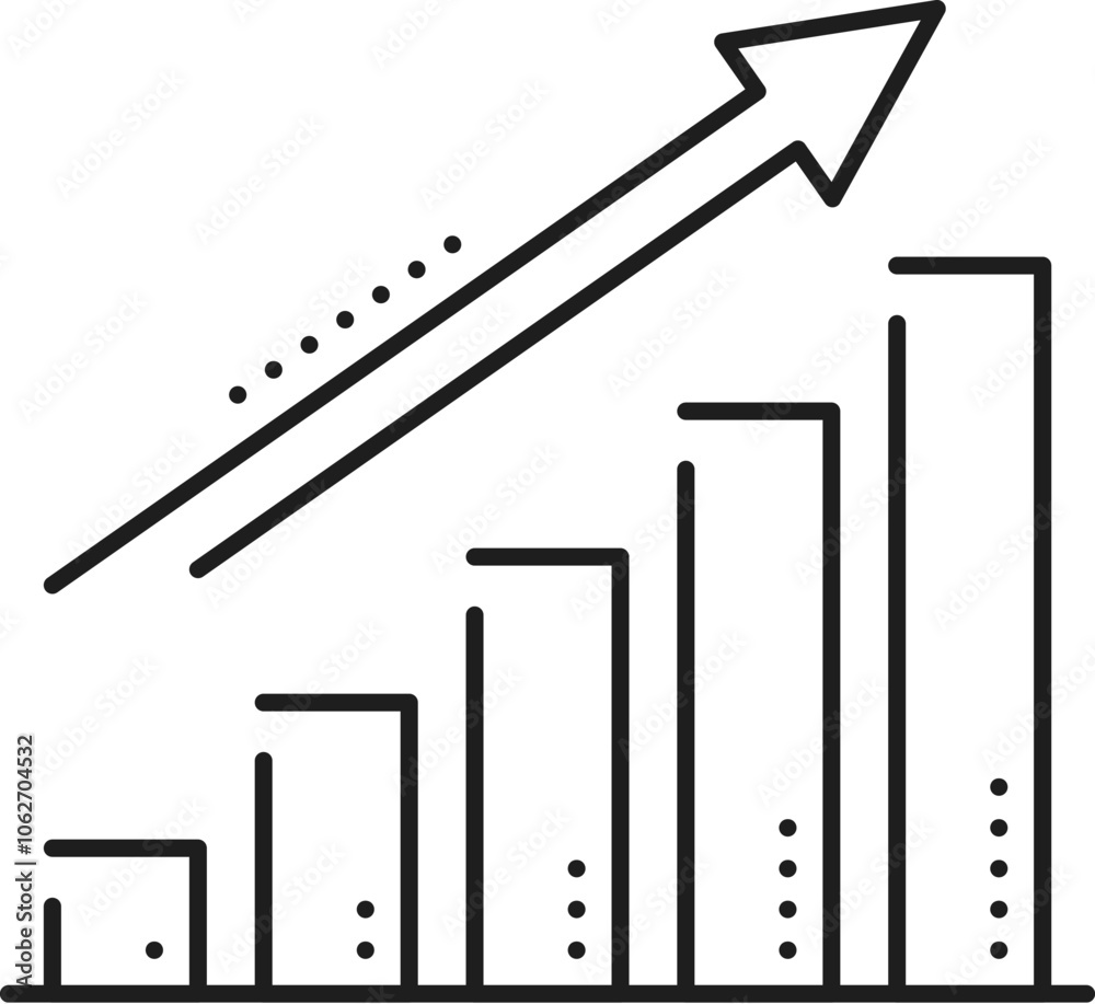 Poster Finance data analytics, growth analysis line icon. Business research report analytics outline icon. Company strategy performance infographics or finance database analysis outline vector sign