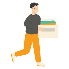 Human Volunteers Character. Help and Care People. Flat Vector Illustration.