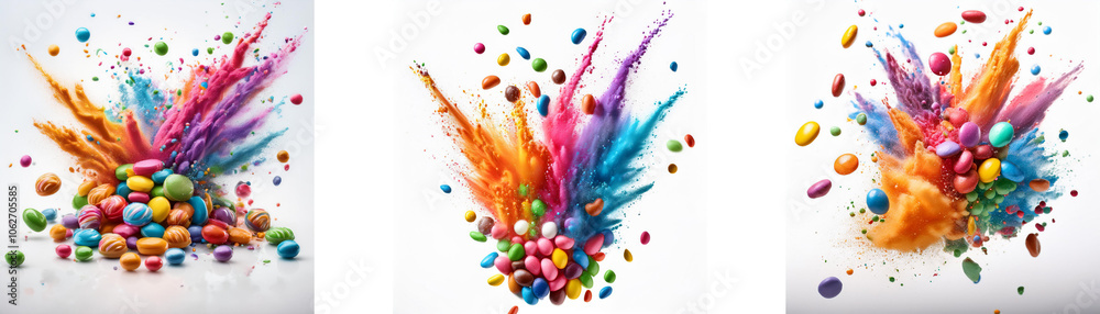 Aufkleber A colourful explosion with scattered round objects.