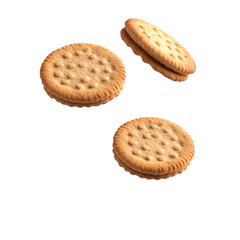 Three Round Crackers Floating in Mid-Air
