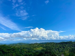 blue sky and clouds from a mountain. Samana, Dominican Republic