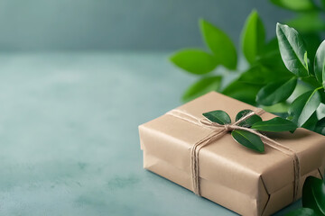Thoughtful gift presentation a beautifully wrapped package surrounded by lush greenery for special occasions and celebrations