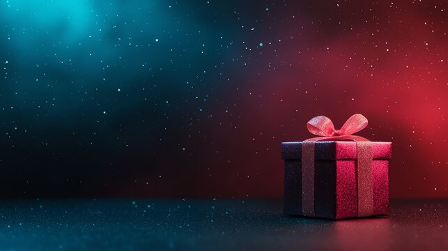 Beautiful gift box with ribbon on colorful background, perfect for celebrations and special occasions.