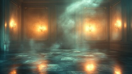 Minimalist empty wall, gentle illumination, ideal for advertising, high-definition quality, versatile for various uses