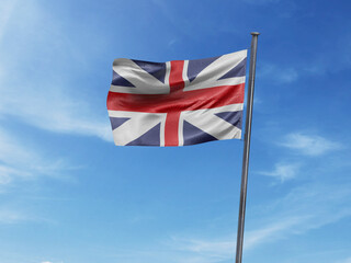 England national flag waving in the wind on flagpole , National flag of United Kingdom on a flagpole,  mockup ,3d illustration, 3d rendering