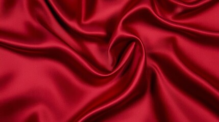 Obraz premium Luxurious red satin fabric with smooth, flowing texture, perfect for background designs, fashion, or textile-related projects.