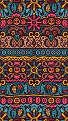 Colorful knitted doodle pattern with seamless ornamental design, texture, decorative, texture