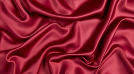 Obraz premium Luxurious burgundy silk background with a smooth, luminous surface, enhancing the rich tones and creating a sense of elegance in the beautiful sheen of high-quality fabric