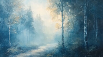 Obraz premium misty morning in the forest