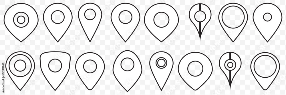 Poster set of map pin location icons. modern map markers. map pin place marker. location icon. map marker p