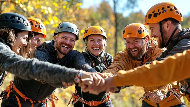 Outdoor Team Building Trust Fall Activity Among Colleagues