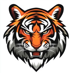 Fototapeta premium Colorful tiger face drawing bright colored t-shirt design vector illustration.