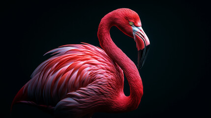 Obraz premium Flamingo isolated on a dark background
