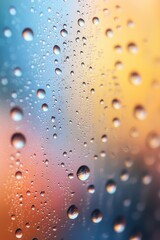 A beautiful bokeh background of rainbow colors, with sparkling water droplets in the foreground. 