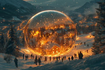 Glowing Snow Globe with People
