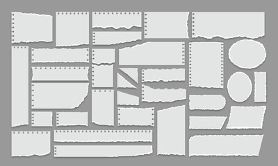 Collection of a big set of gray and white torn paper sheets design,collection of ripped paper strip element.Sticky note paper clipart.color can be changed
