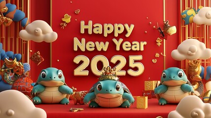 Charming Turtles Welcoming the New Year with Colorful Decorations and Exciting Surprises.Generative AI

カラフルな装飾とワクワクするサプライズで新年を迎える魅力的なカメたち