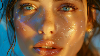 Woman Applying Clear Serum to Her Radiant Skin