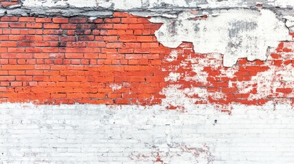 Red and White Abstract Wall with Texture and Peeling Paint