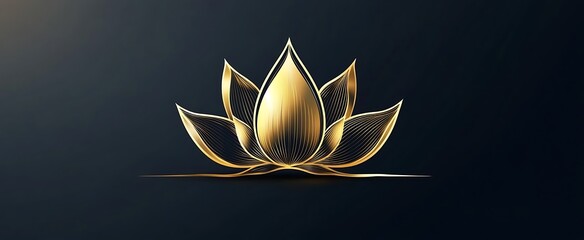 Luxury gold lotus background. Zen wallpaper collection with golden lotus line art. Design for yoga banner, Luxury cover design and invitation, invite, banner, Natural product packaging design