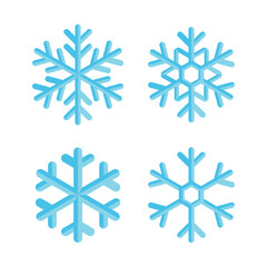 Snowflake Ice Crystal Flat Blue Simple Vector