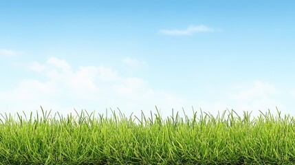 Fresh Green Grass Under Clear Blue Sky