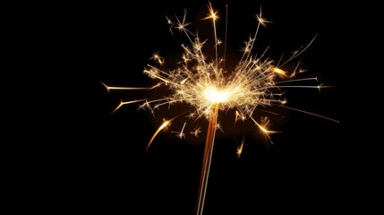 Obraz premium Brightly burning sparklers on a dark background. The atmosphere of celebrating the New Year, birthday, or a special event. 