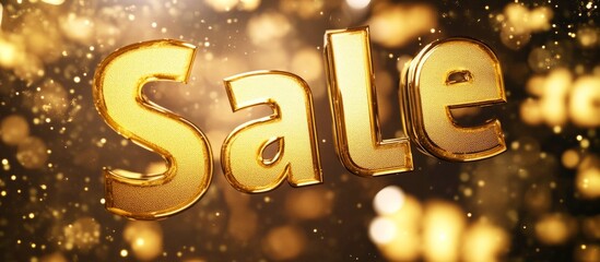 The inscription "Sale" in bright gold letters on a bright gold background. A marketing tool for increasing sales of goods and services, banner