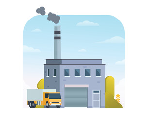 Fototapeta premium Factory building vector illustration, element for city, infographic and industry illustration 