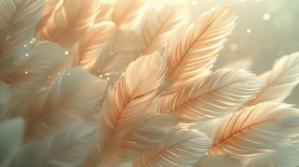 Obraz premium A close-up of soft, delicate feathers with a warm, ethereal glow.