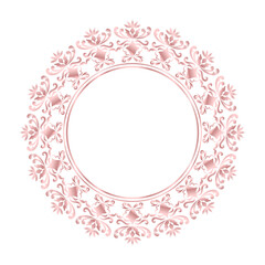 Damask Round Wreath rose gold circular round ornament floral Abstract pattern, Classic Victorian traditional style, illustration Vintage Design, Mandala flower frames, Antique, Moroccan frame