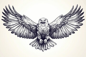 Fototapeta premium The eagle emblem is black on white on a white background