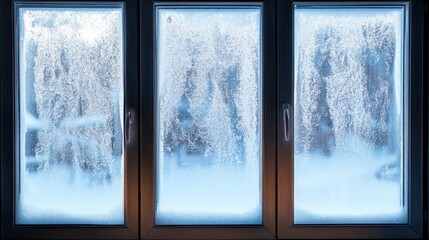 Frosted Windows Showing Winter Wonderland Outside