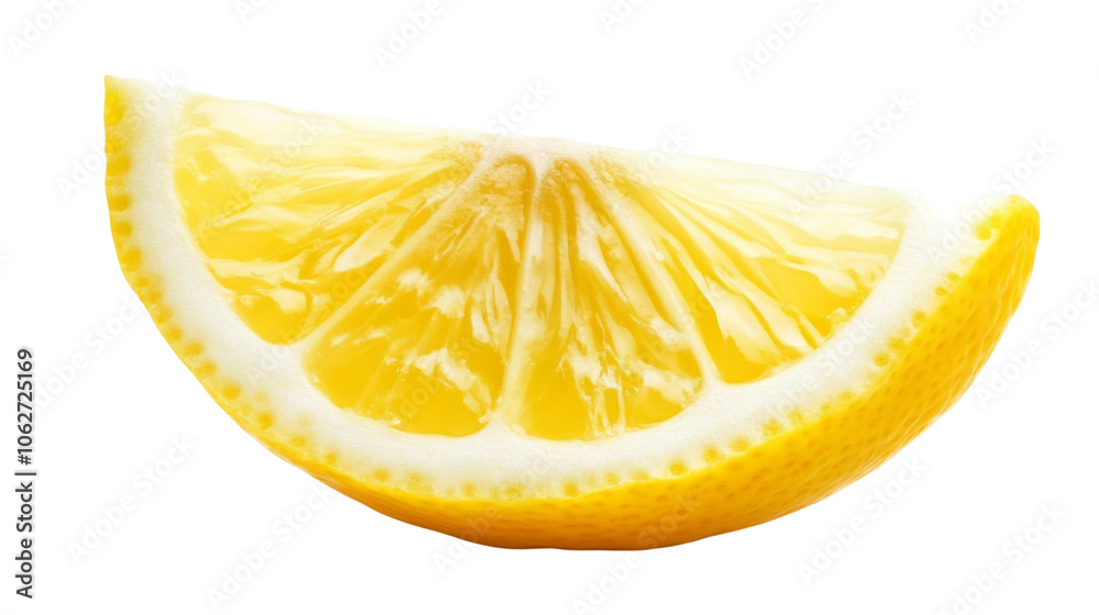 Poster Close up slice of lemon isolated transparent background