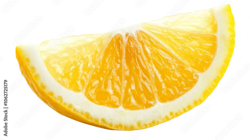 Poster Close up slice of lemon isolated transparent background